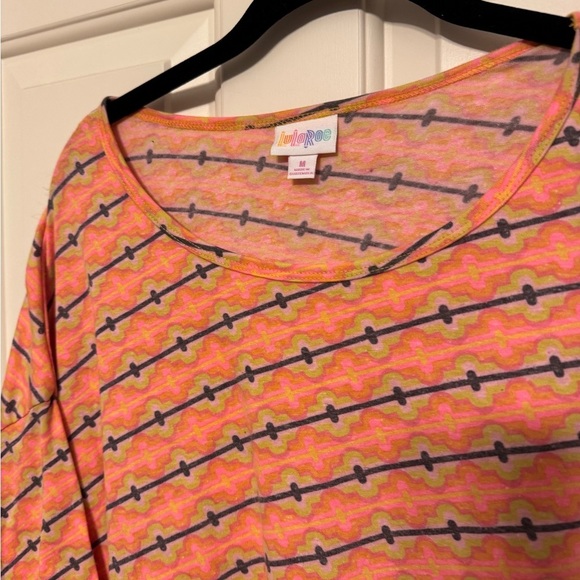 Lularoe Irma High Low Oversized Shirt Top Orange and Purple Faded Design Sz M - Picture 2 of 7